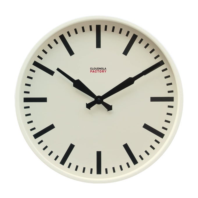 WHITE METAL STATION WALL CLOCK DESIGNER CLOCK 18 INCH DIAMETER MODERN WALL CLOCK WITHOUT TICKING BATTERY OPERATED QUARTZ MOVEMENT