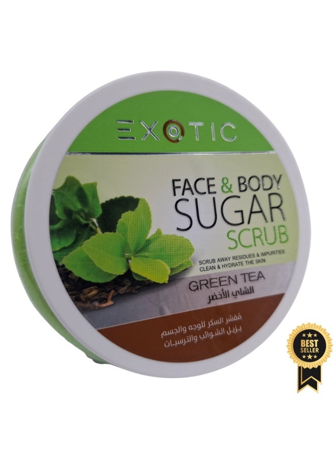 الشاي الاخضر  مقشر السكر للوجه و الجسم 300 مل