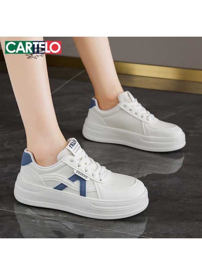Cartelo Crocodile Women's Casual Shoes Versatile White Thick-soled Sports Sneakers Blue Size 39 Model 1614 - Image 3