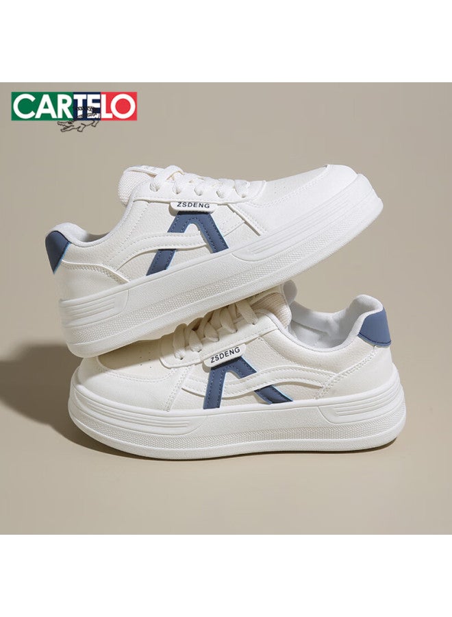 Cartelo Crocodile Women's Casual Shoes Versatile White Thick-soled Sports Sneakers Blue Size 39 Model 1614 - Image 4