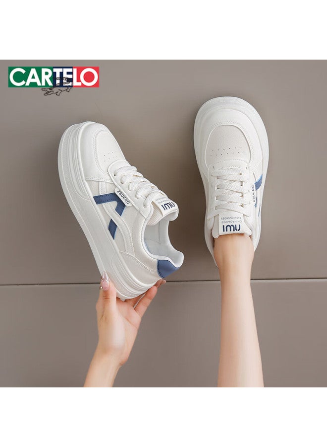 Cartelo Crocodile Women's Casual Shoes Versatile White Thick-soled Sports Sneakers Blue Size 39 Model 1614 - Image 2
