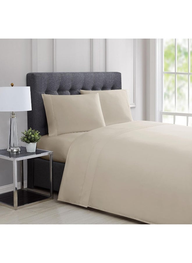 Charisma Charisma 310 Thread Count Classic Solid Cotton Sateen King Sheet Set in Almond Milk  - Image 1