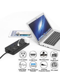 GKK Electric Extension Power Strip, Universal Extension Cord with 6 Power Socket and 3 USB Slots, 2 meter 6 Way Power Strip with USB type C PD Charging slot Extension Lead 2 meter  - Image 2