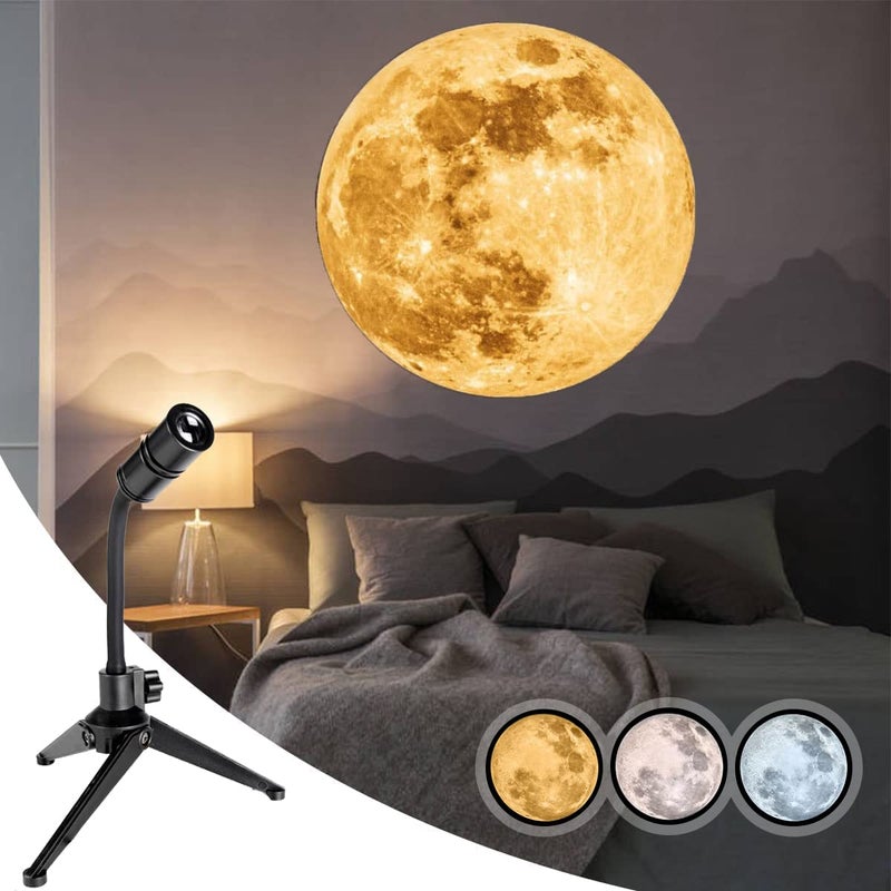 BODLYL NonFade Moon Projector Night Light USB Powered Moon Lamp Romantic Atmosphere Night Light Projector for Bedroomr Gift for Kids Moon Lover Couples Selfie Wall Ceiling Decor with 3 Colors