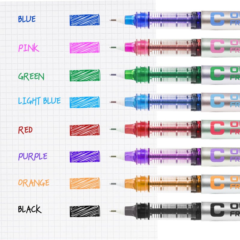 EYEYE 0.5mm Liquid Ink Rollerball Pens 8 Assorted Colors, Needle Tip Pen Extra Fine Point Quick Dry, Ink Pens Fine Point Smooth Writing Pen for Journaling, Note Taking, Office, Doodling & Gifts - Image 2