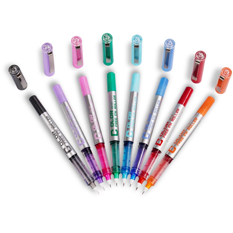 EYEYE 0.5mm Liquid Ink Rollerball Pens 8 Assorted Colors, Needle Tip Pen Extra Fine Point Quick Dry, Ink Pens Fine Point Smooth Writing Pen for Journaling, Note Taking, Office, Doodling & Gifts - Image 5