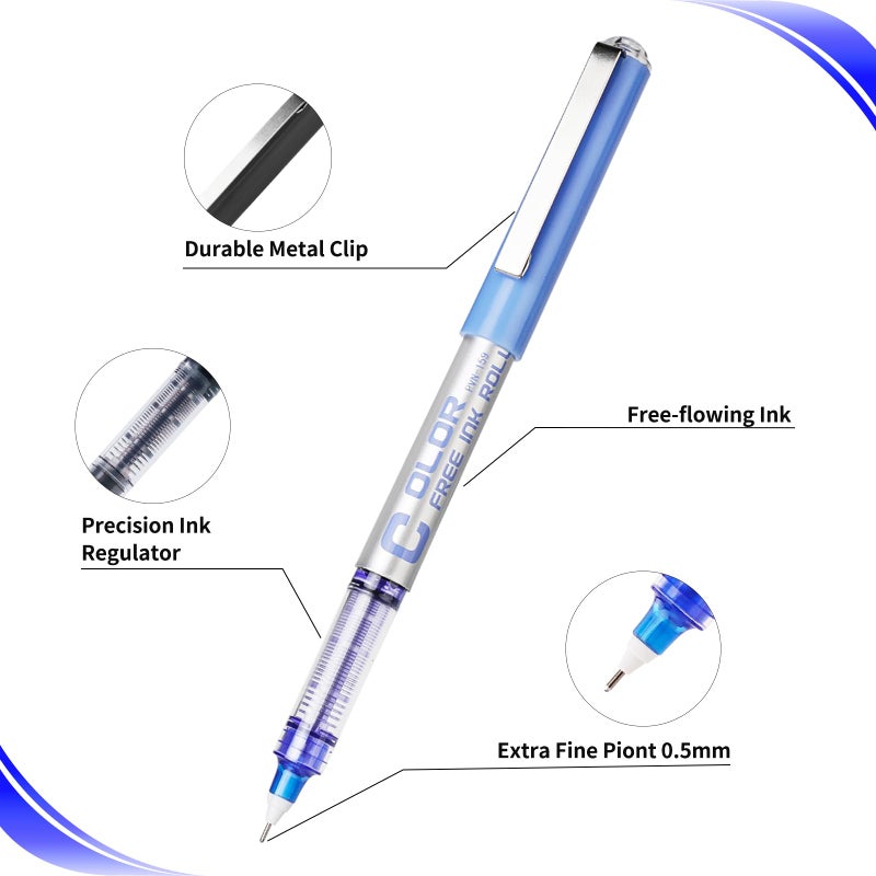 EYEYE 0.5mm Liquid Ink Rollerball Pens 8 Assorted Colors, Needle Tip Pen Extra Fine Point Quick Dry, Ink Pens Fine Point Smooth Writing Pen for Journaling, Note Taking, Office, Doodling & Gifts - Image 4