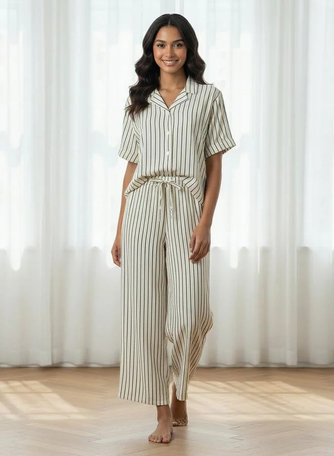 أدريا طقم بيجامة أدارايا قميص بأزرار وبنطلون