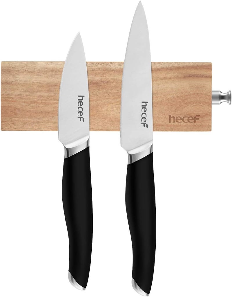 hecef 6 Inch (15 cm) Magnetic Knife Strip, Acacia Wood Knife Holder for Storing All Kinds of Metal Items, Brown - Image 1