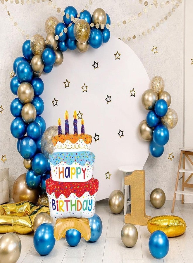 OHLIGEI 2PCS 39" Happy Birthday Cake Foil Balloons, Giant Self-Standing Three Layer Birthday Balloons for Girls Boys Birthday Party Supplies - Image 4