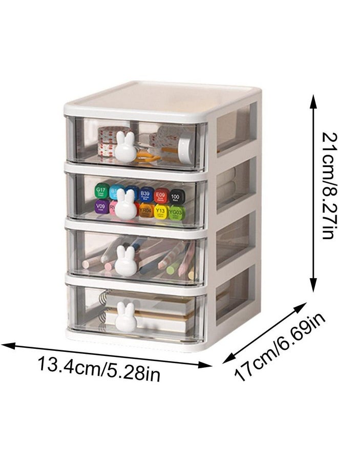 HOUSE OF QUIRK House of Quirk 4 Tier Transparent Cosmetic Jewelry Box, Office Desktop Drawer Storage Box, Plastic Multi-Layer Small Storage Box (White)  - Image 2
