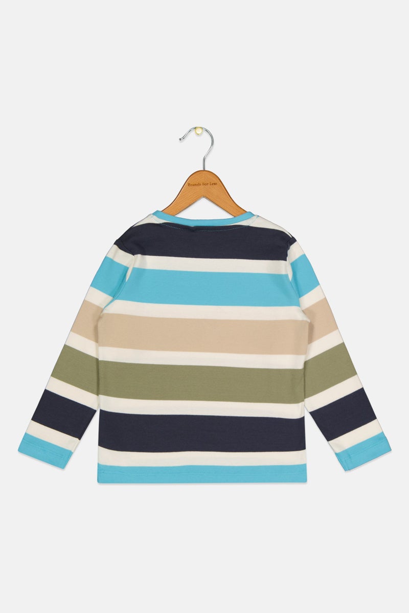 NAME IT تي شيرت بأكمام طويلة و ياقة دائرية للأولاد الصغار، مخطط، متعدد الألوان - Image 2