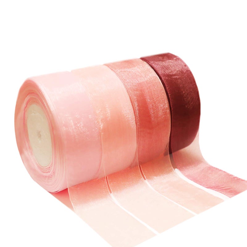 SailingGO 200 Yards4 Rolls  50 Yd 112 Wide Sparkle Sheer Chiffon Organza Ribbon for Wedding Gift Package Valentines Bouquets Wrapping Birthday Baby Shower Home Decor Wreath Decorations Fabric