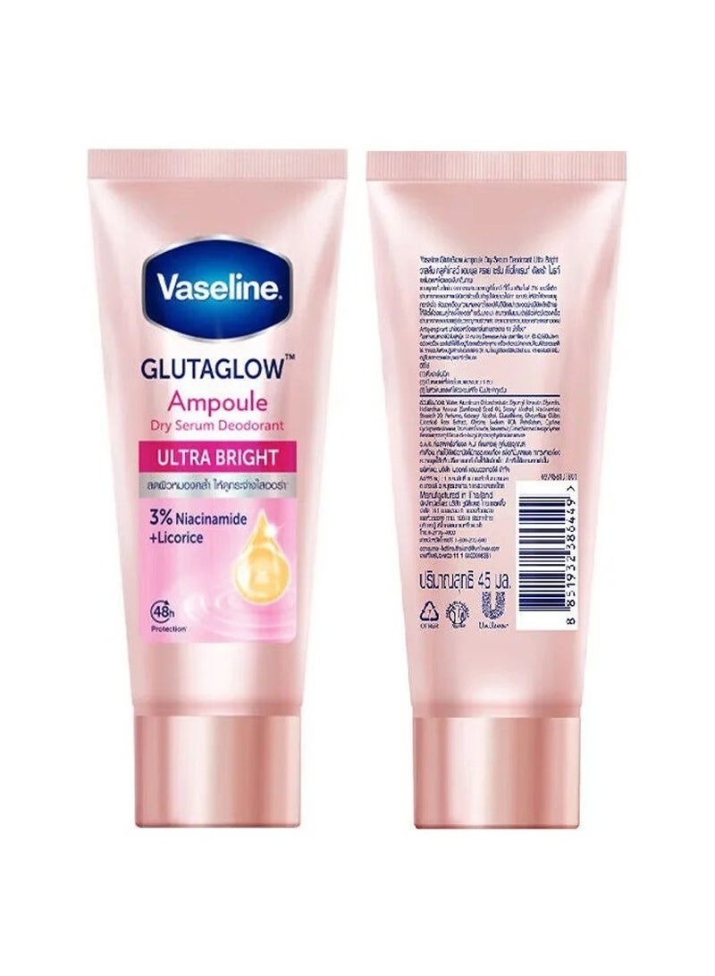 Vaseline Gluta Glow Ampoule Dry Serum Deodorant 3% Niacinamide Licorice Ultra Bright 45ml - Image 2