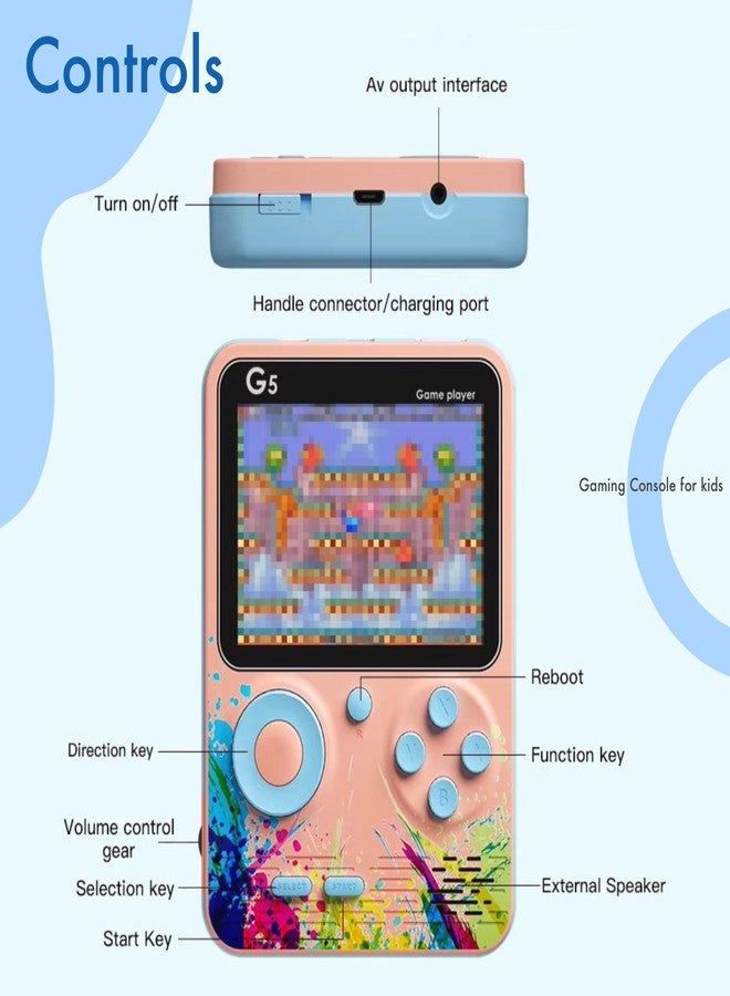 SNAPTRON G5 Handheld Game Console for Kids, 2 Player Retro Portable Console with Built-in 500 Classic Video Games, Retro Mini Game, Rechargable Handheld Console, Random Color - Image 3