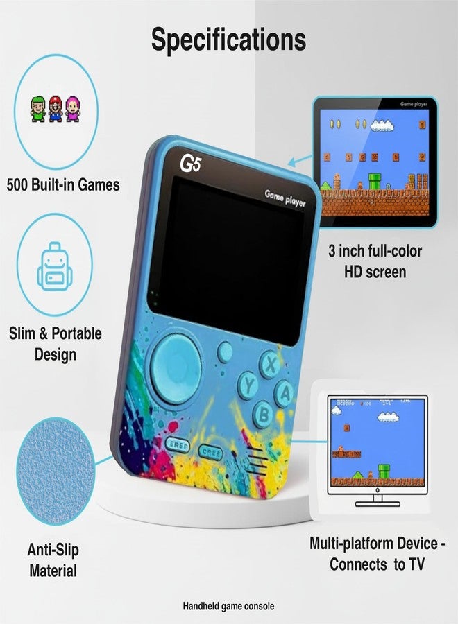 SNAPTRON G5 Handheld Game Console for Kids, 2 Player Retro Portable Console with Built-in 500 Classic Video Games, Retro Mini Game, Rechargable Handheld Console, Random Color - Image 2