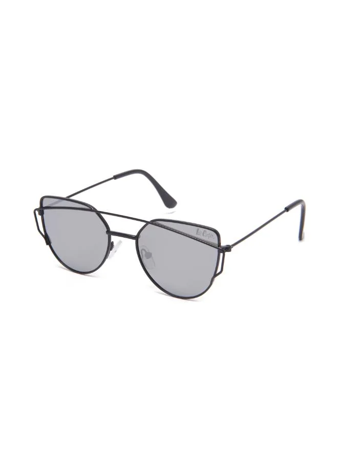 Lee Cooper Polarized Sunglasses Black Frame Silver Mirror Mirror Lens 48mm  - LCK117C02