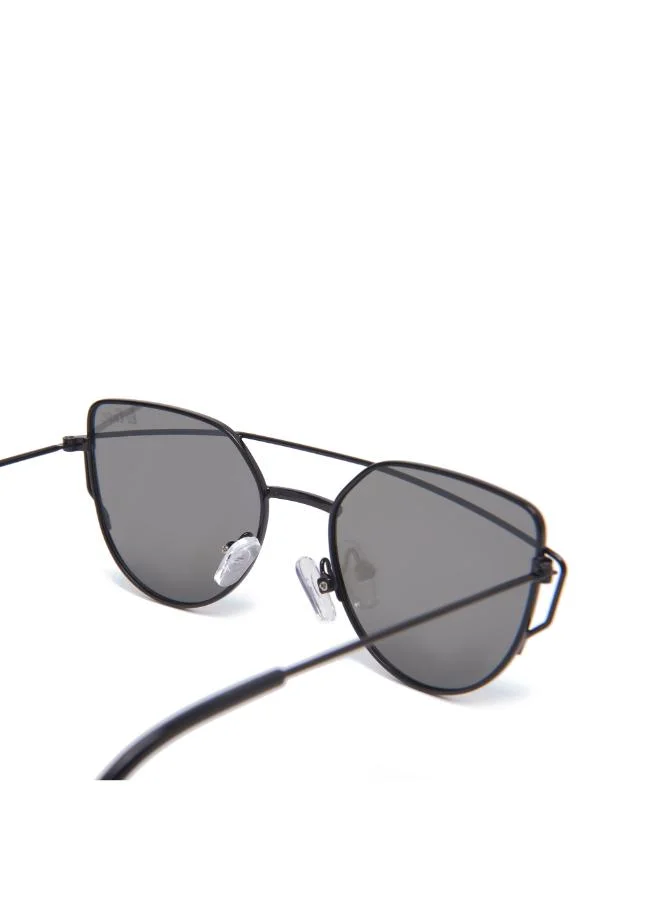 Lee Cooper Polarized Sunglasses Black Frame Silver Mirror Mirror Lens 48mm  - LCK117C02