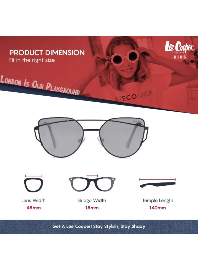 Lee Cooper Polarized Sunglasses Black Frame Silver Mirror Mirror Lens 48mm  - LCK117C02