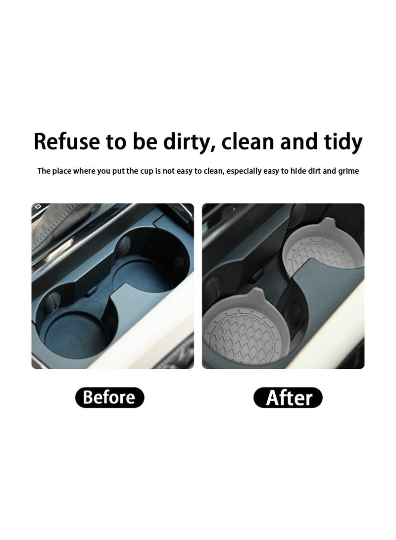 KASTWAVE Cup Holder Coasters for Car, 3.1" Silicone Insulation Drink Mat, Waterproof Non-Slip Sift-Proof Spill Universal Car Cup Holder Insert, Car Interior Accessories, 2Pcs (Gray) - Image 2