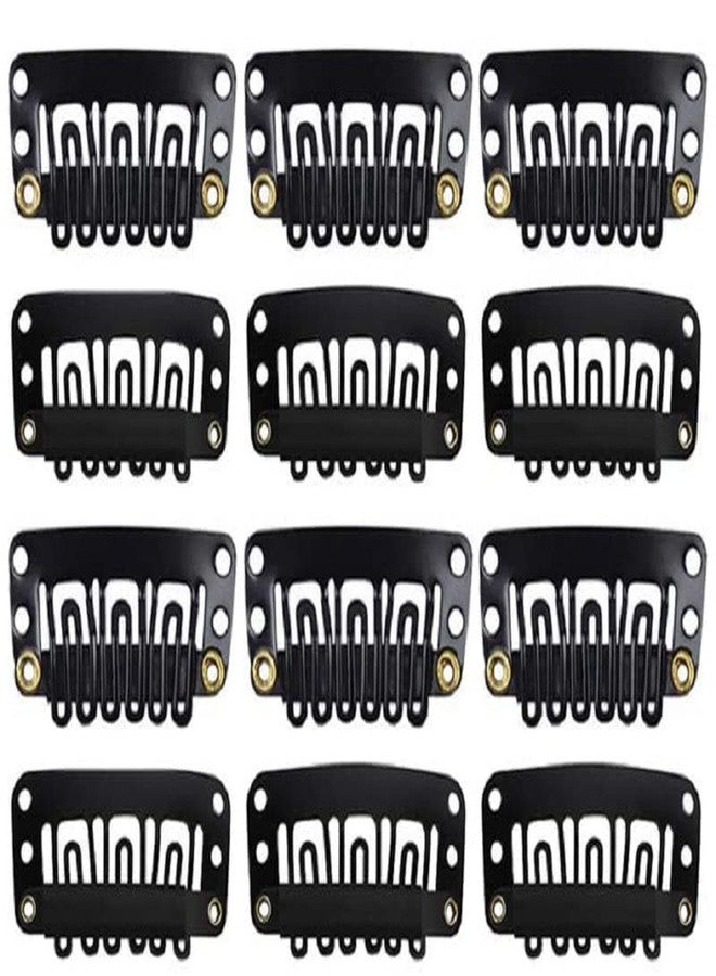 Talora Metal Snap Clips for Hair Extensions U-shape Metallic Wig Clips Hair Accessories Hair Fixing Clip for Men and Women Salon Black_Color Pack of 12 - Image 1