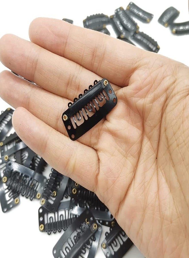 Talora Metal Snap Clips for Hair Extensions U-shape Metallic Wig Clips Hair Accessories Hair Fixing Clip for Men and Women Salon Black_Color Pack of 12 - Image 2