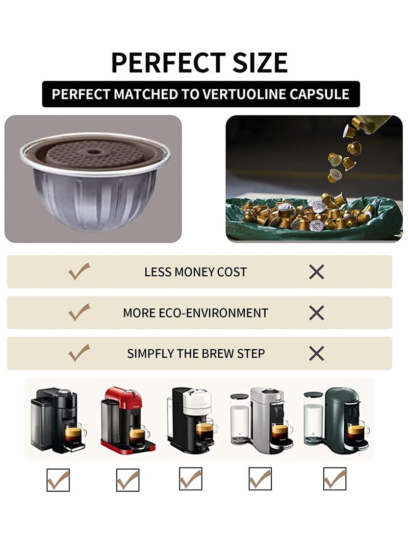 Y&D Reusable Coffee Capsule Lid for Original Vertuoline & Vertuo CapsulesPods, Food Grade Silicone Cap Refillable Nespresso with Scoop and Brush, 4 PCS - Image 3