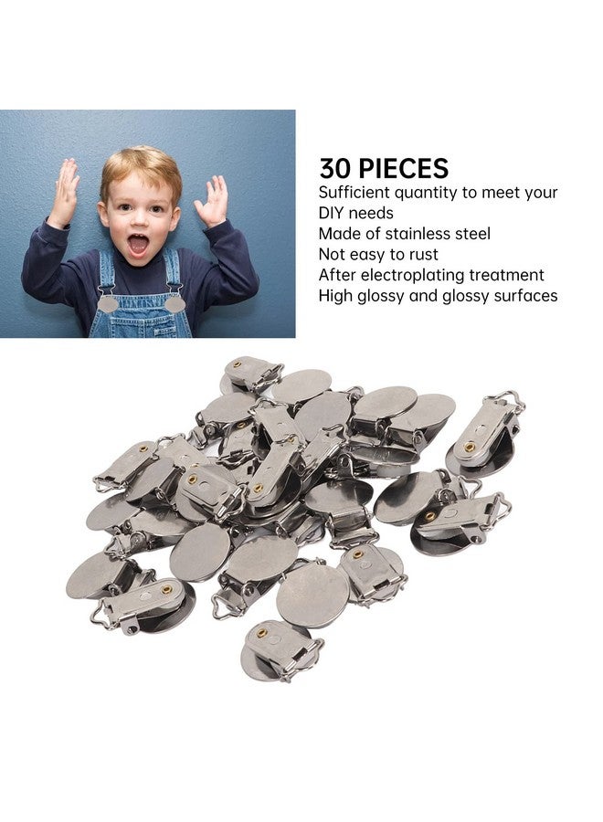 Qinlorgo Round Pacifier Clips, Metal Pacifier Clips Exquisite Stainless Steel Lightweight for Teething for Toddler - Image 4