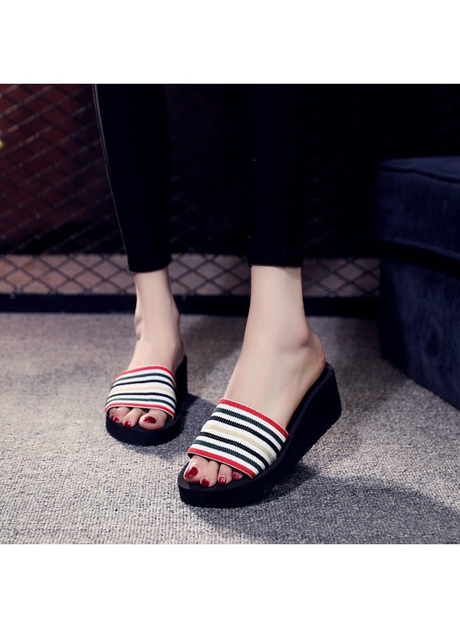 Women's Flip-flops, Women's Slippers, Women's Summer Fashion, Versatile Outer Wear, Home Korean Style Student Mid-heeled Beach Slippers