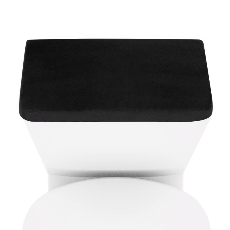 AZHCHKE Stretch Velvet Toilet Tank Lid Cover for Bathroom Super Soft Toilet Tank Cover Luxury Velvet Plush with Elastic Bottom Machine Wash Black