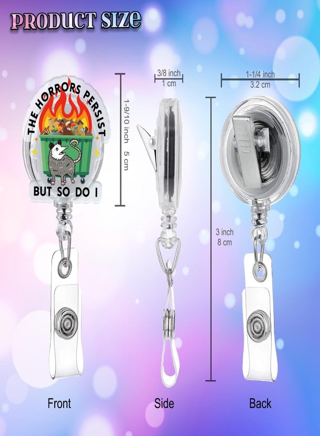 963RW Funny Possum Badge Reel, Dumpster Fire Mental Health Retractable Badge Reel Holder Gift for Nurse Doctor Colleagues Firefighters Social Workers - Image 2