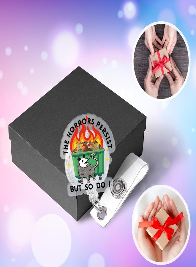 963RW Funny Possum Badge Reel, Dumpster Fire Mental Health Retractable Badge Reel Holder Gift for Nurse Doctor Colleagues Firefighters Social Workers - Image 5