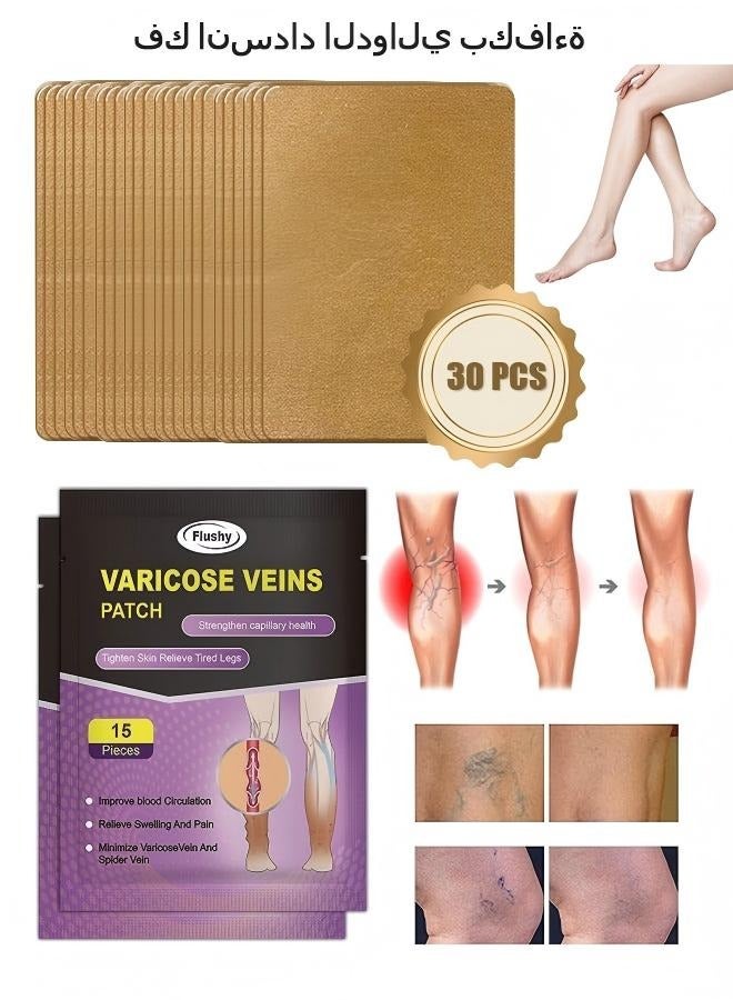 Flushy Varicose Veins Patch, Chinese Herbal Varicose Veins Patch for Treatment Leg Pain, Foot Care for Strengthen Capillary Health - Image 1