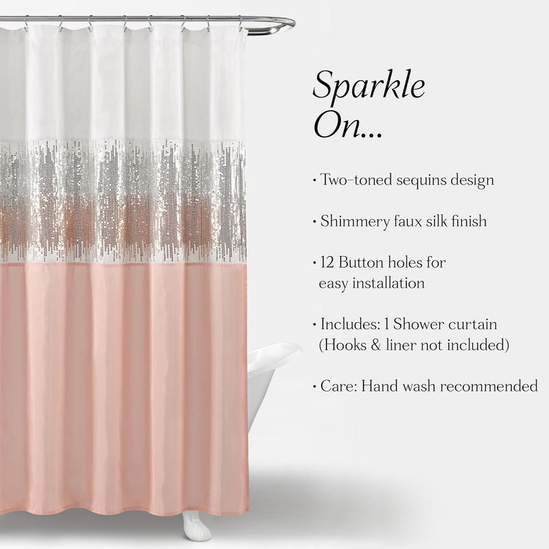 Lush Decor Night Sky Shower Curtain, 72" x 72", White & Blush - Image 5