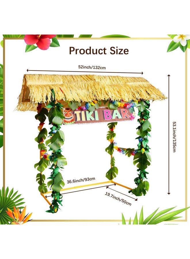 Auihiay Auihiay 50PCS Tiki Bar Hut Kit, Tiki Hut Decoration Includes Tiki Bar, Banner, Roof, Palm Leaves, Flower Garland and Table Skirt, Great Hawaiian Pool Beach Luau Party Decor Supplies - Image 2