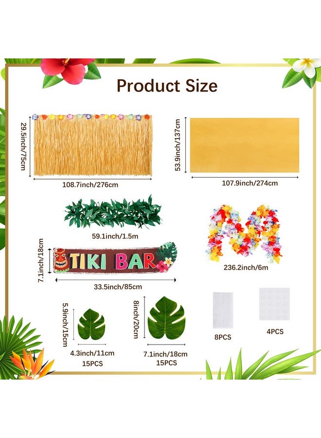 Auihiay Auihiay 50PCS Tiki Bar Hut Kit, Tiki Hut Decoration Includes Tiki Bar, Banner, Roof, Palm Leaves, Flower Garland and Table Skirt, Great Hawaiian Pool Beach Luau Party Decor Supplies - Image 3