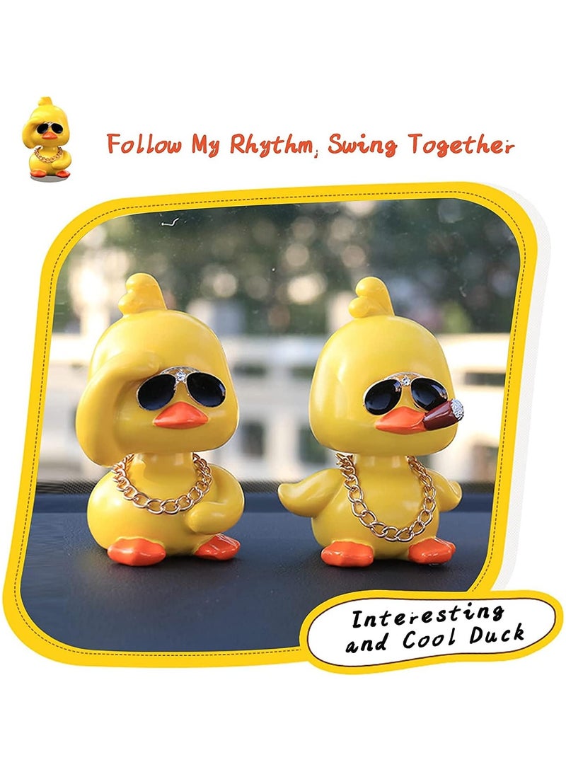 عام زخارف لوحة القيادة على شكل بطات، بطات صفراء لطيفة لتزيين السيارة، بطات رائعة لتزيين لوحة القيادة في السيارة، تماثيل بطات رأسها يهتز - Image 5