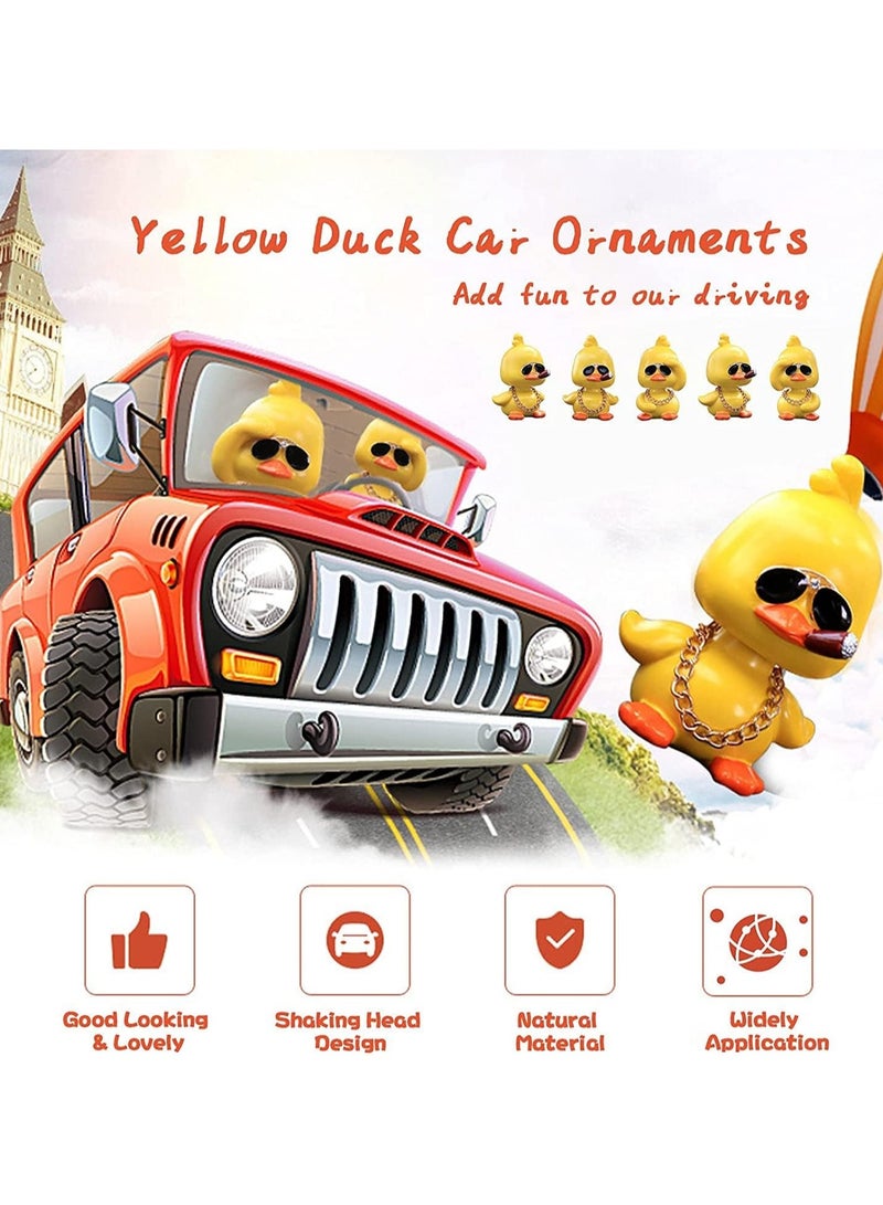 عام زخارف لوحة القيادة على شكل بطات، بطات صفراء لطيفة لتزيين السيارة، بطات رائعة لتزيين لوحة القيادة في السيارة، تماثيل بطات رأسها يهتز - Image 2