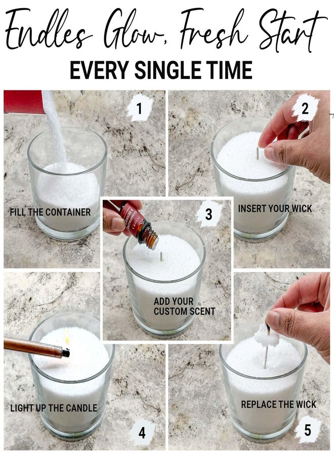 Fiora Naturals Pearled Candle Sand with Wicks - 1 Lb Sand Wax Beads & 20 Cotton Wicks - DIY Refillable Candle Making Kit, Long-Lasting, Smoke-Free, Clean Burning Christmas Gift Snow Candles - Image 3