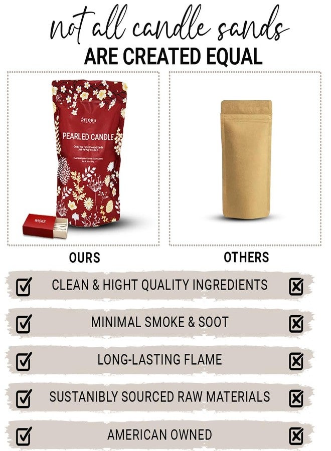 Fiora Naturals Pearled Candle Sand with Wicks - 1 Lb Sand Wax Beads & 20 Cotton Wicks - DIY Refillable Candle Making Kit, Long-Lasting, Smoke-Free, Clean Burning Christmas Gift Snow Candles - Image 4