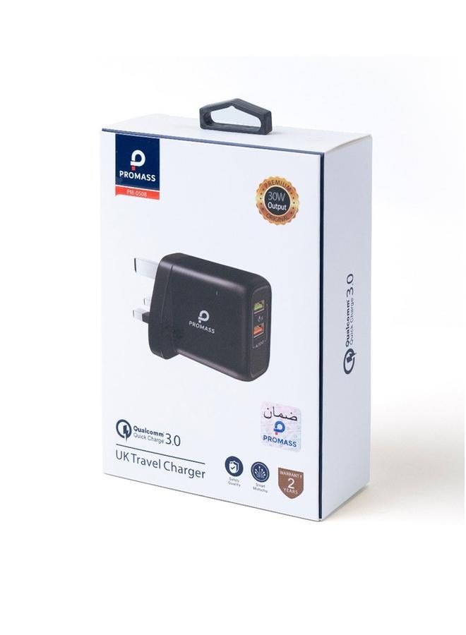 PROMASS 30W wall charger with two USB  ports - black - Image 1