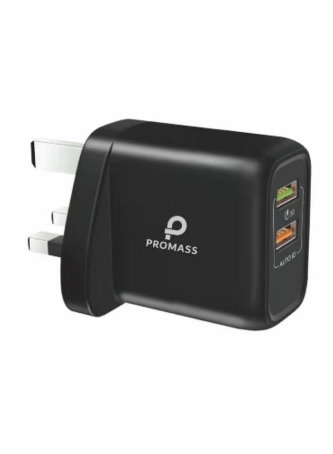 PROMASS 30W wall charger with two USB  ports - black - Image 2