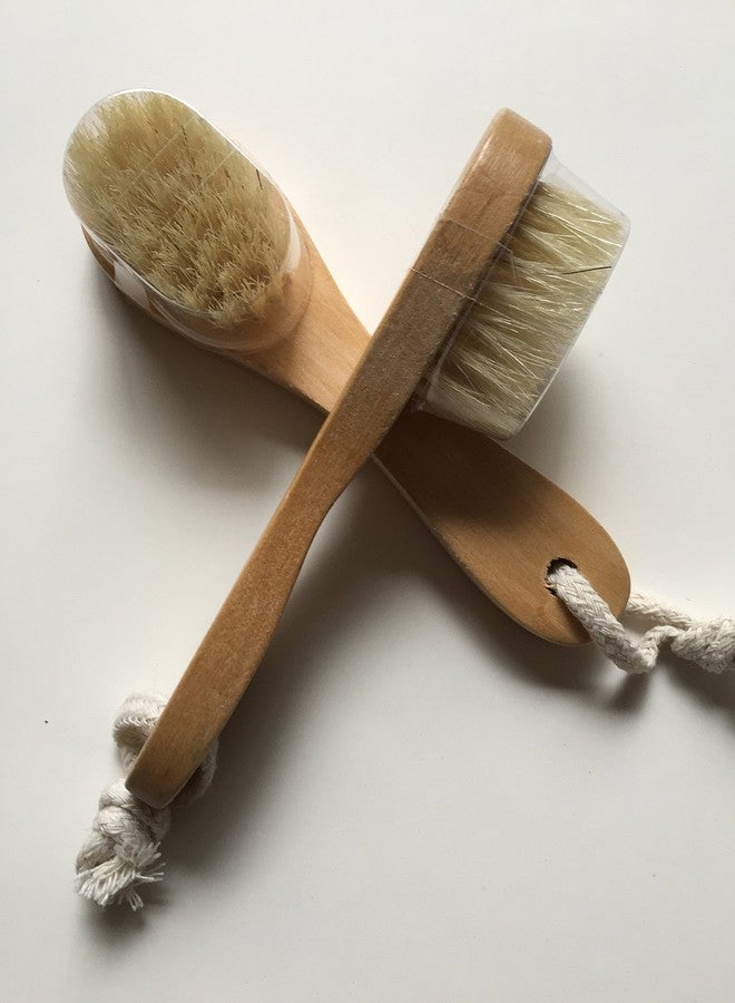 Spa Plus 2 pcs/set Natural Boar Bristle Wooden Wood Facial Complexion Cleansing Brush - BEST way to Scrub, Wash, Exfoliate Deep Pores for Clean Healthy Skin -(Pack of 2) - Image 1