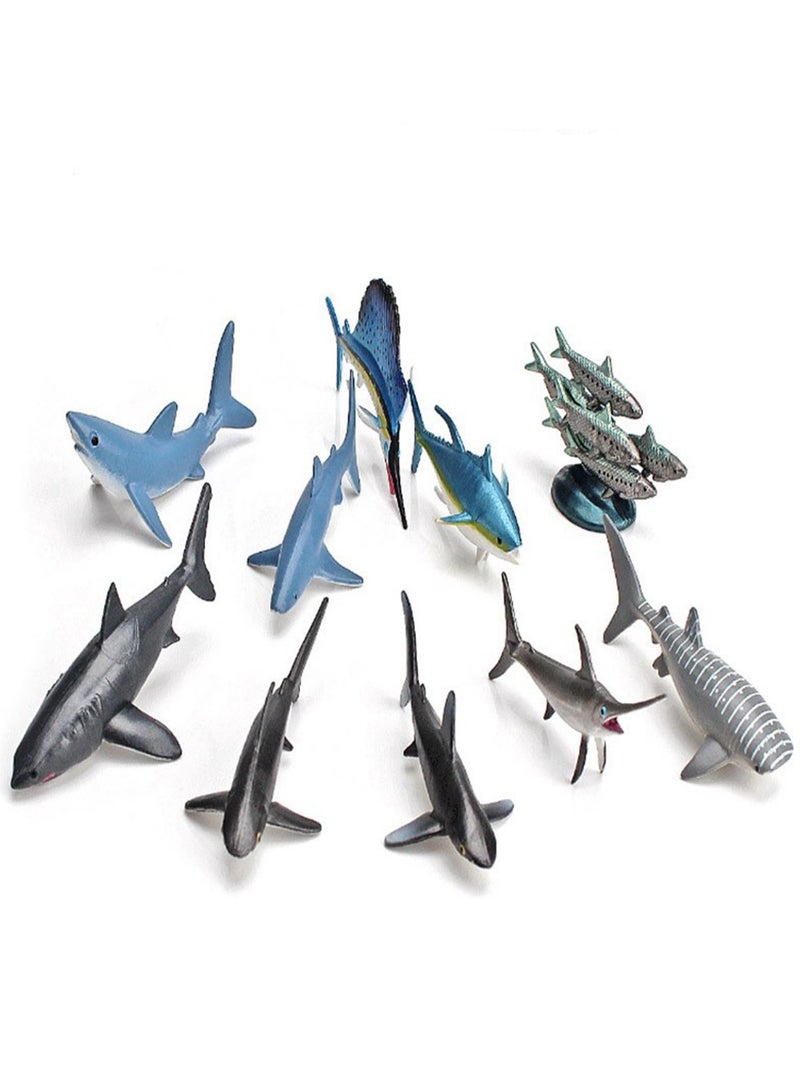 10 Pelagic Fish Animal Model Set, Biological Statue Miniature Animal Toy Cake Decoration Animal Theme Party Display, Gift For Kids - Image 1