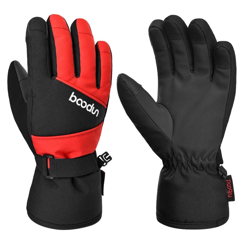 TRIWONDER Winter Cold Weather Ski Gloves for Kids Boys Girls Children Snow Sports Warm Gloves (Black&Red, L/XL (9-12 Years Old)) - Image 1