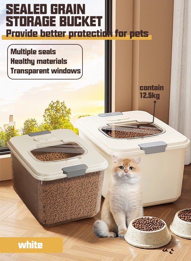 Generic Food containers，Pet food containers，Pet storage bin,Pet food storage box,Cat food storage bucket,Pet vacuum moisture-proof and insect proof grain storage bucket, household large capacity cat and dog food sealed bucket With measuring cup  - Image 1