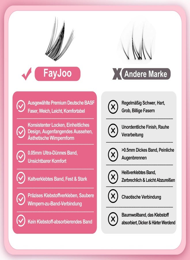 FayJoo Wispy Spiky Soft Lash Clusters Kit, C Curl 8-18mm, Thin Fiber with 0.05mm Invisible Band, DIY Salon Eyelash Extension Kit with Bond Seal Remover Tweezers, Lightweight, FayJoo FLICKER 11 Kit - Image 3