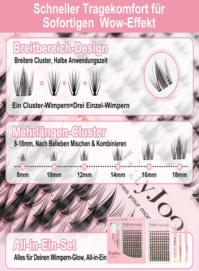 FayJoo Wispy Spiky Soft Lash Clusters Kit, C Curl 8-18mm, Thin Fiber with 0.05mm Invisible Band, DIY Salon Eyelash Extension Kit with Bond Seal Remover Tweezers, Lightweight, FayJoo FLICKER 11 Kit - Image 2