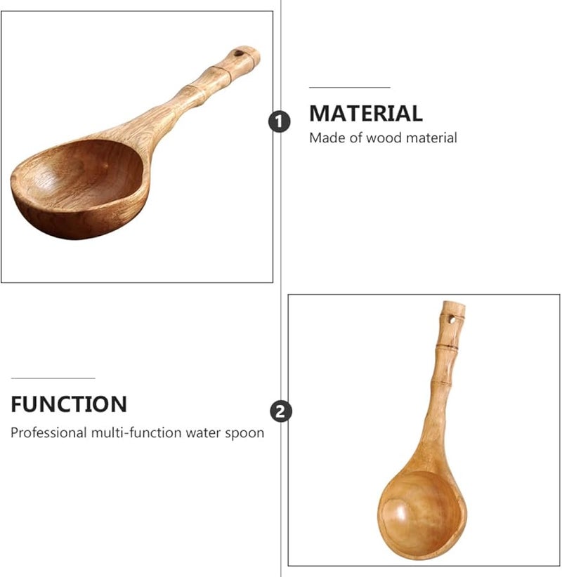 Wooden Soup Spoon 25Cm Natural Handle Kitchen Cooking Scoop for Household Use - Image 3