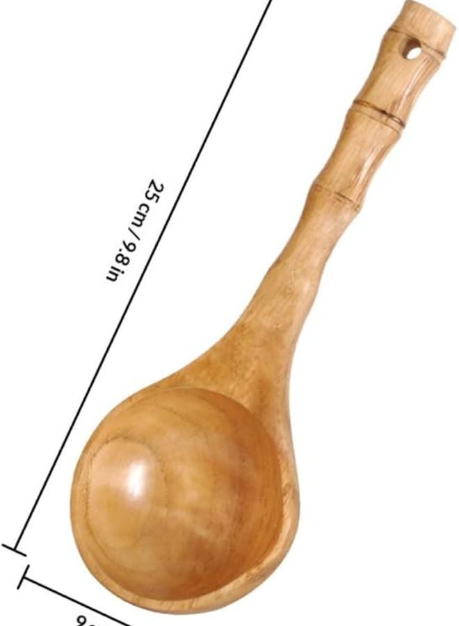 Wooden Soup Spoon 25Cm Natural Handle Kitchen Cooking Scoop for Household Use - Image 2